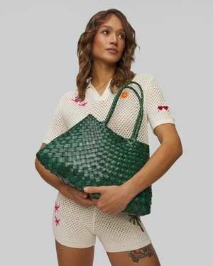 Torba pleciona ze skóry Dragon Diffusion Santa Croce Big zielona