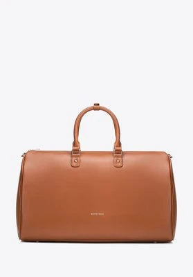 Torba podróżna damska z imitacji skóry z regulowanym paskiem brązowa Wittchen