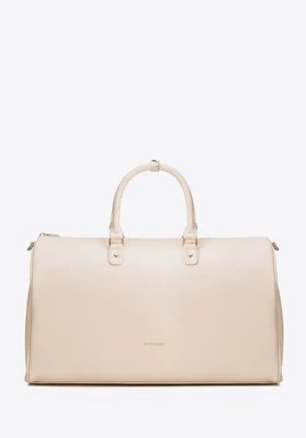 Torba podróżna damska z imitacji skóry z regulowanym paskiem kremowa Wittchen