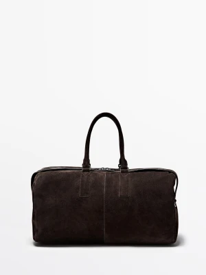 Torba Podróżna Z Zamszowej Skóry - Brązowy - Massimo Dutti - Male
