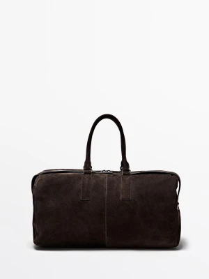 Torba Podróżna Z Zamszowej Skóry - Brązowy - - Massimo Dutti - Mężczyzna