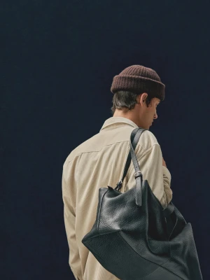 Torba Podróżna Ze Skóry Nappa - Czarny - - Massimo Dutti - Mężczyzna