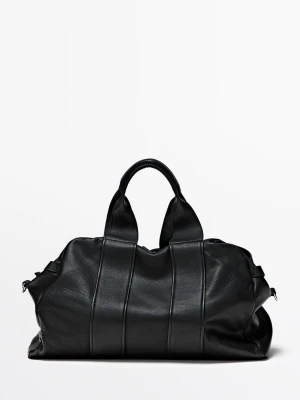 Torba Podróżna Ze Skóry Nappa - Czarny - - Massimo Dutti - Mężczyzna
