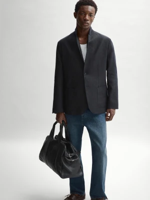 Torba Podróżna Ze Skóry Nappa - Czarny - - Massimo Dutti - Mężczyzna
