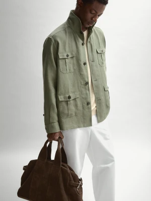 Torba Podróżna Ze Skóry Zamszowej - Szarobrązowy - - Massimo Dutti - Mężczyzna