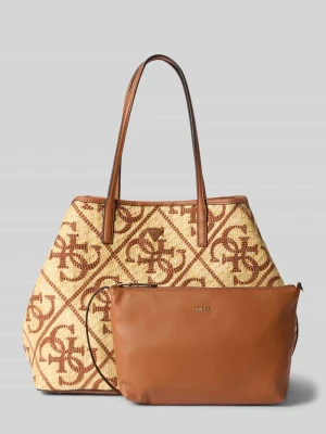Torba shopper 2 w 1 z wzorem z logo model 'KIRSTEN LARGE' Guess Koniakowy