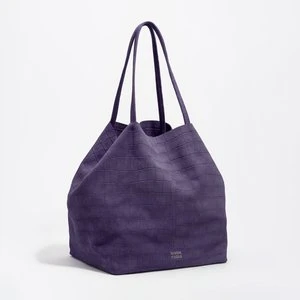 Torba shopper duża dwoina tłoczony wzór krokodyla beżowo-szara BIMBA Y LOLA