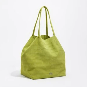 Torba shopper duża dwoina tłoczony wzór krokodyla limonka BIMBA Y LOLA