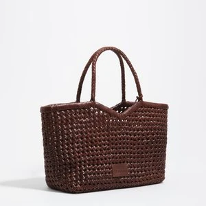 Torba shopper duża pleciona skóra orzech włoski BIMBA Y LOLA