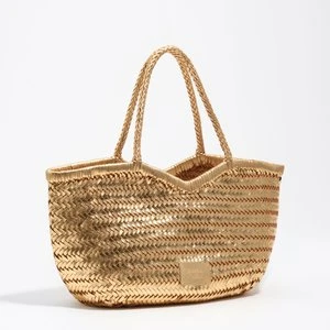 Torba shopper duża pleciona skóra złota BIMBA Y LOLA