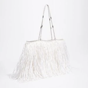 Torba shopper duża sztuczna rafia biała BIMBA Y LOLA