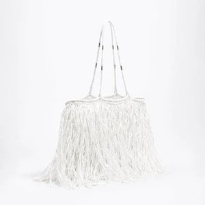 Torba shopper duża sztuczna rafia biała BIMBA Y LOLA