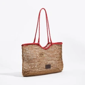 Torba shopper duża sztuczna rafia ciemny odcień BIMBA Y LOLA DARK NATURAL