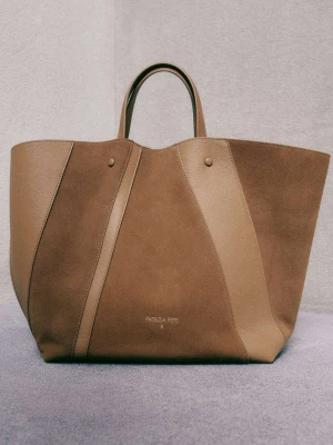 Torba shopper (IN)COMPLETE z zamszu Patrizia Pepe beżowy