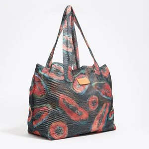 Torba shopper nylon, ze wzorem papaji, czarna BIMBA Y LOLA