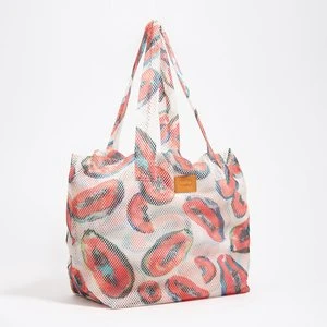 Torba shopper nylon, ze wzorem papaji, kość słoniowa BIMBA Y LOLA