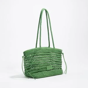 Torba shopper pleciona duża skóra szmaragdowa BIMBA Y LOLA