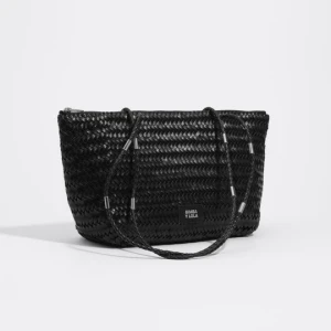 Torba shopper średnia skóra pleciona czarna BIMBA Y LOLA