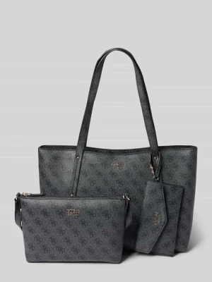 Torba shopper w zestawie z kosmetyczką i portfelem Guess Czarny