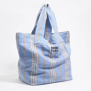 Torba shopper maxi len pastelowy błękit BIMBA Y LOLA