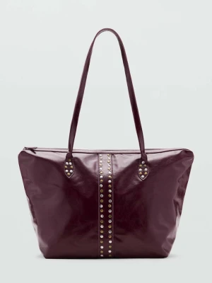 Torba shopper z ćwiekami burgund - Teen - Rozmiar uniwersalny - MANGO TEEN