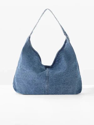 Torba shopper z denimu BonPrix niebieski