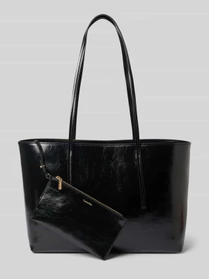 Torba shopper z Detal z logo Calvin Klein Czarny