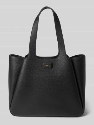 torba shopper z detal z logo Hugo Czarny