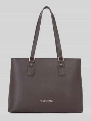 torba shopper z detal z logo model 'BRIXTON' VALENTINO BAGS Ciemnobrązowy