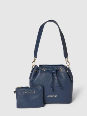 Torba shopper z detalem z logo model ‘BRIXTON’ w kolorze ciemnoniebieskim VALENTINO BAGS