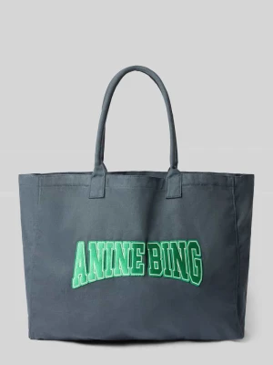 Torba shopper z dużym nadrukiem z logo Anine Bing Czarny