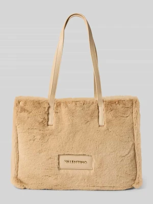 Torba shopper z imitacji futra z detalem z logo model ‘SPECIAL FADIA’ VALENTINO BAGS