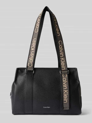 Torba shopper z mieszanki bawełny Calvin Klein Czarny