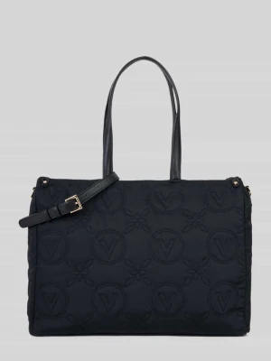 Torba shopper z mieszanki poliestru z wyhaftowanym logo VALENTINO BAGS Czarny