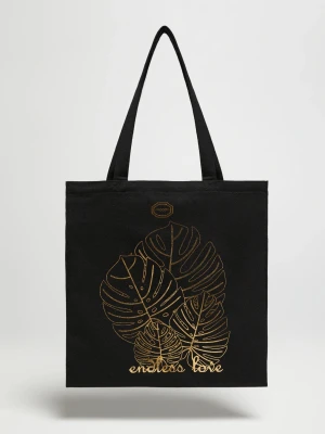 Torba shopper z nadrukiem czarna Moodo