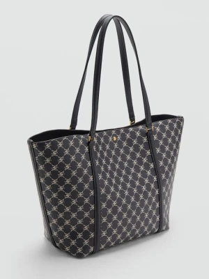 Torba shopper z nadrukiem logo granatowy - Kobieta - Rozmiar uniwersalny - MANGO