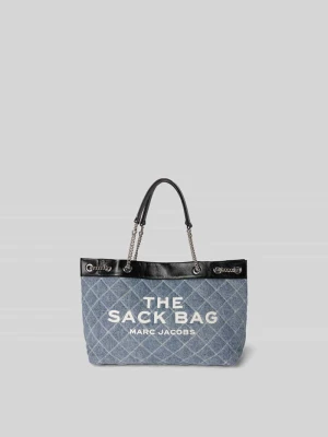 Torba shopper z nadrukiem z logo Marc Jacobs Jeansowy niebieski