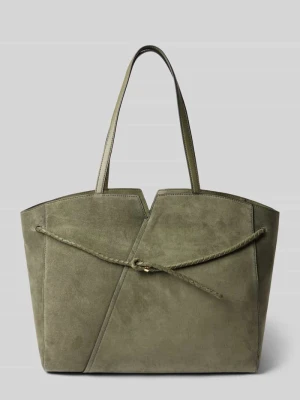 Torba shopper z naturalnej skóry bydlęcej Boss Ciemnozielony