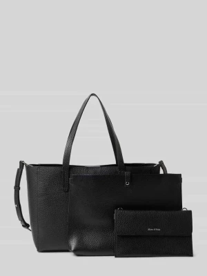 Torba shopper z naturalnej skóry bydlęcej Marc O'Polo Czarny