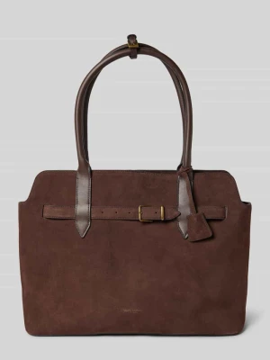 Torba shopper z naturalnej skóry bydlęcej welurowej Marc O'Polo