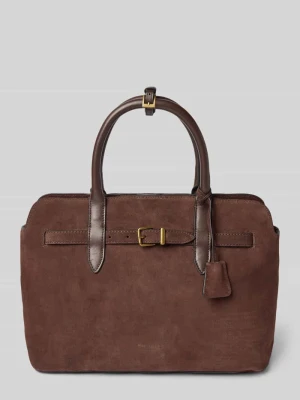Torba shopper z naturalnej skóry bydlęcej welurowej Marc O'Polo