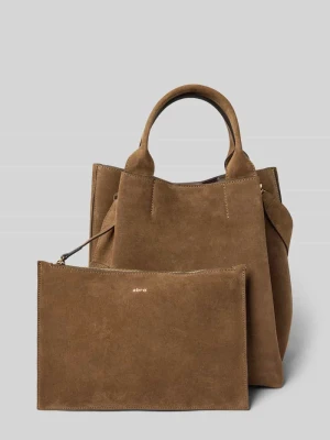 Torba shopper z naturalnej skóry z wyjmowaną kosmetyczką Abro Khaki