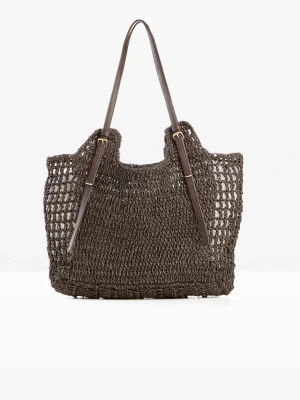 Torba shopper z ozdobnymi sprzączkami BonPrix brązowy