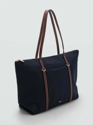 Torba shopper z podwójnym uchwytem granatowy - Kobieta - Rozmiar uniwersalny - MANGO