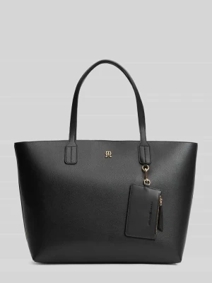 Torba shopper z przegródką zapinaną na zamek błyskawiczny i zawieszką na drobiazgi Tommy Hilfiger Czarny