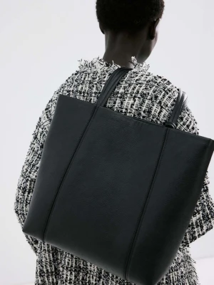 Torba shopper z uchwytami czarny - Kobieta - Rozmiar uniwersalny - MANGO