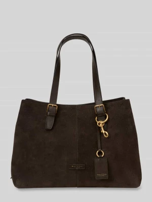 torba shopper z welurowej skóry bydlęcej Marc O'Polo Ciemnobrązowy