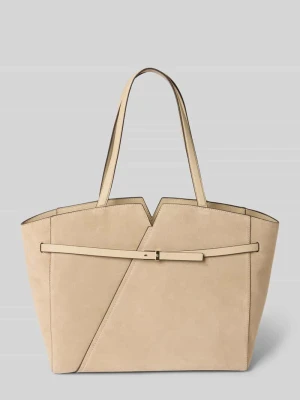Torba shopper z welurowej skóry bydlęcej Model 'BOSS REVERS TOTE SU' Beżowy