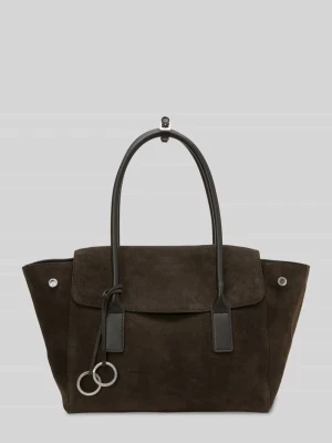 torba shopper z welurowej skóry bydlęcej z metalowymi pierścieniami Marc O'Polo Ciemnobrązowy