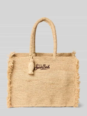 Torba shopper z wyhaftowanym logo model 'VANITY RAFFIA FRINGES' MC2 Saint Barth